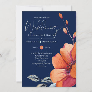 Invitation Ginger Navy Blue Automne Mariages de automne Invit