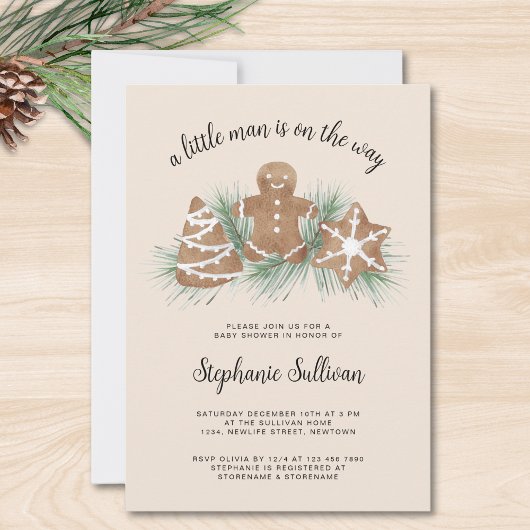 Invitation Gingerbread Christmas Baby Shower