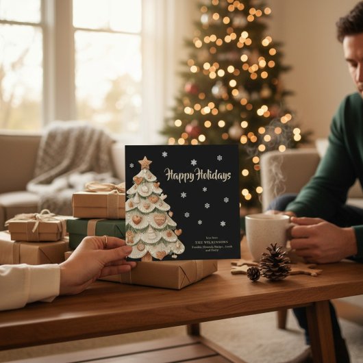 Invitation Gingerbread Christmas Tree Snowflake Holiday Card