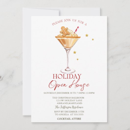 Invitation Gingerbread Cocktail Holiday Open House (Devant)