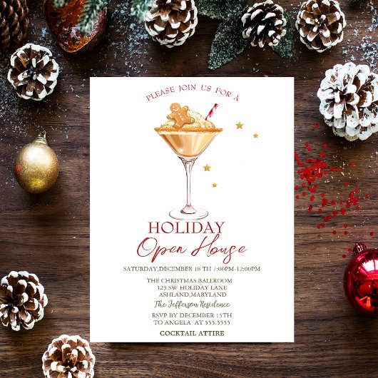 Invitation Gingerbread Cocktail Holiday Open House