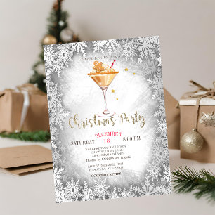 Invitation Gingerbread Cookie, Boire, Gray Snowflakes Noël