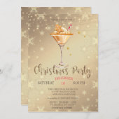 Invitation Gingerbread Cookie Boire Stars Or Noël (Devant / Derrière)