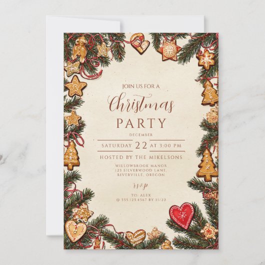 Invitation Gingerbread Cookie Christmas (Devant)