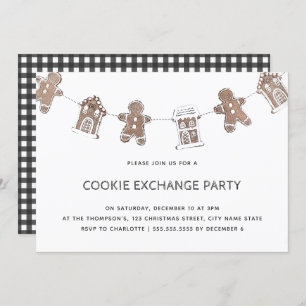Invitation Gingerbread Cookie Exchange Fête de fête moderne