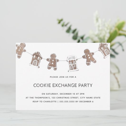 Invitation Gingerbread Cookie Exchange Fête moderne (Debout devant)
