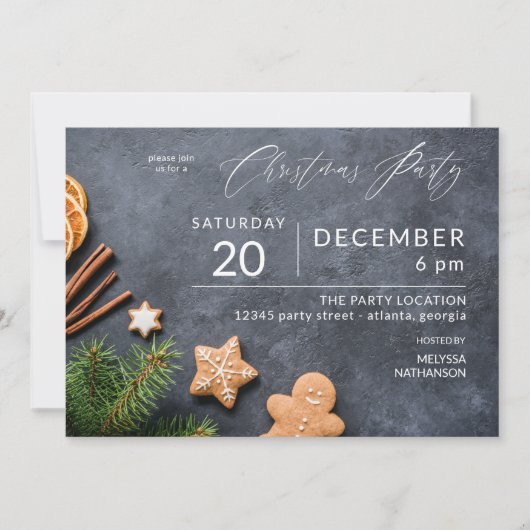 Invitation Gingerbread Cookie & Orange Christmas Party (Devant)