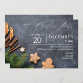 Invitation Gingerbread Cookie & Orange Christmas Party (Devant / Derrière)