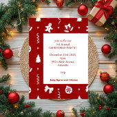 Invitation Gingerbread de Noël Rouge et Blanc Classique