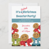 Invitation Gingerbread Homme Sweat Bleu Noël virtuel (Devant)