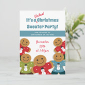 Invitation Gingerbread Homme Sweat Bleu Noël virtuel (Debout devant)