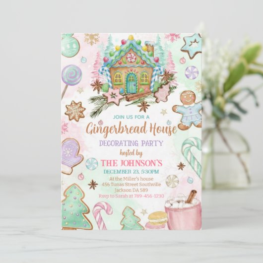 Invitation Gingerbread House Christmas Party (Debout devant)