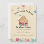 Invitation Gingerbread House Cute Holiday Cookie Exchange (Devant)