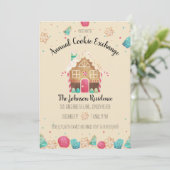 Invitation Gingerbread House Cute Holiday Cookie Exchange (Debout devant)