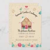 Invitation Gingerbread House Cute Holiday Cookie Exchange (Devant / Derrière)