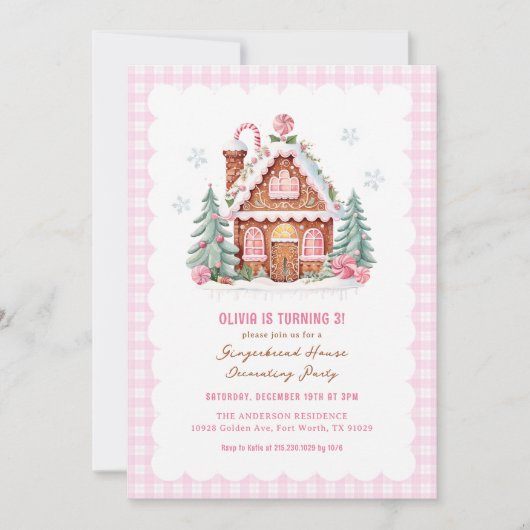 Invitation Gingerbread House Decorating Birthday Party (Devant)