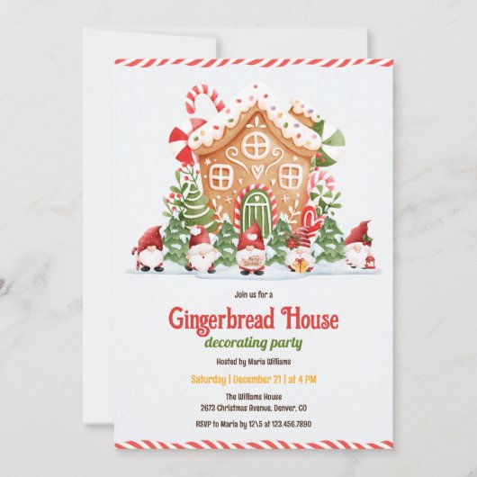 Invitation Gingerbread House Decorating Christmas Party (Devant)