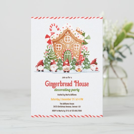 Invitation Gingerbread House Decorating Christmas Party (Debout devant)