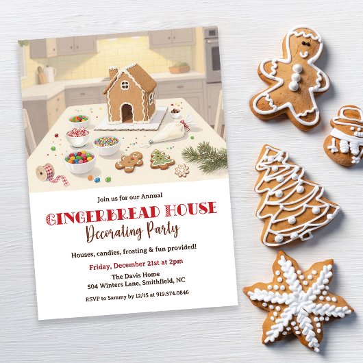 Invitation Gingerbread House Decorating Party