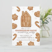 Invitation Gingerbread House Decorating Party Christmas (Debout devant)