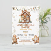 Invitation Gingerbread House Gold Christmas Party (Debout devant)