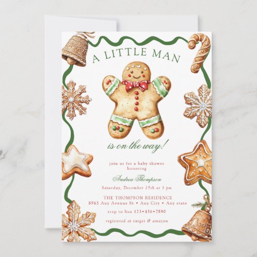 Invitation Gingerbread Man | Christmas Baby Shower (Devant)