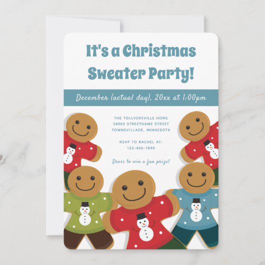 Invitation Gingerbread Man Sweat Party Noël (Devant)