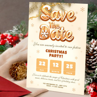 Invitation Gingerbread Save the Date Christmas Winter Party
