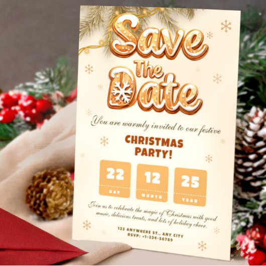 Invitation Gingerbread Save the Date Christmas Winter Party