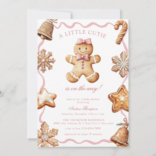 Invitation Gingerbread | Winter Girl Baby Shower (Devant)