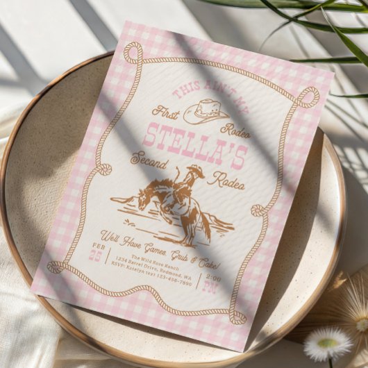 Invitation Gingham Ain't My First Rodeo