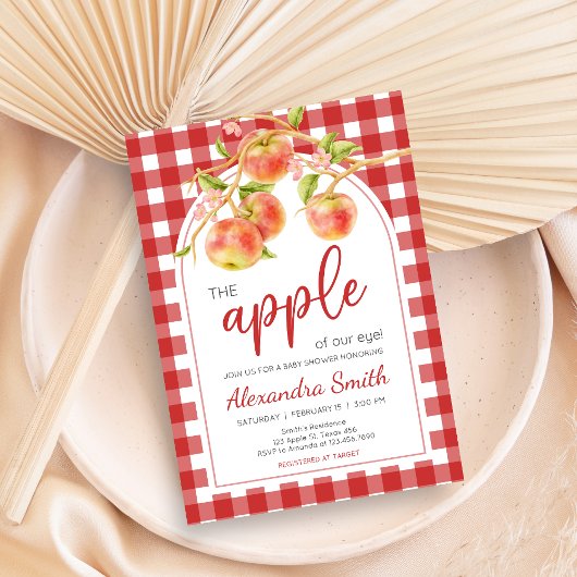 Invitation Gingham Apple of Our Eye Baby Shower