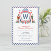 Invitation Gingham aquarelle écusson monogrammé de souris cas (Debout devant)