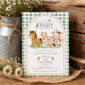Invitation Gingham Bébé Élevé Localement Animaux de Ferme Bab
