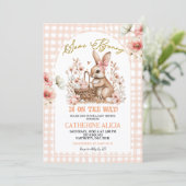 Invitation Gingham Boho Floral Easter Bunny Baby Shower (Debout devant)