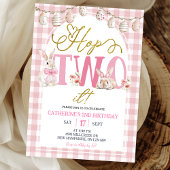 Invitation Gingham Boho Floral Hop Two It Anniversaire