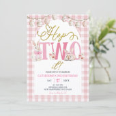 Invitation Gingham Boho Floral Hop Two It Birthday (Debout devant)