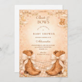 Invitation Gingham Boots And Bows Baby Shower (Devant / Derrière)