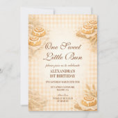 Invitation Gingham Cinnamon Roll Little Bun 1st Birthday (Devant)