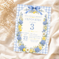 Gingham Citron Élégant Hortensia Bleu Lemon