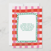 Invitation Gingham Coloré "Faisons la Fête" Nom Personnalisé  (Dos)