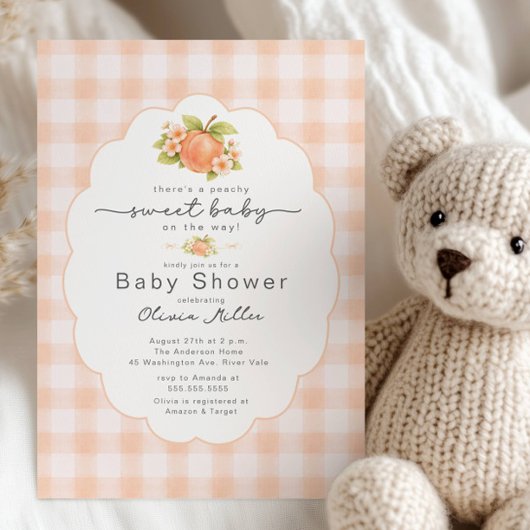 Invitation Gingham de Baby Shower Peachy Sweet