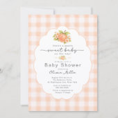 Invitation Gingham de Baby Shower Peachy Sweet (Devant)