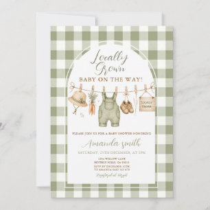 Invitation Gingham de la ferme sage cueilli localement Baby S