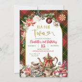 Invitation Gingham de Noël Thé pour deux 2e anniversaire (Devant)