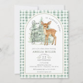 Invitation Gingham Douce Biche Fête de Naissance Mixte (Devant)