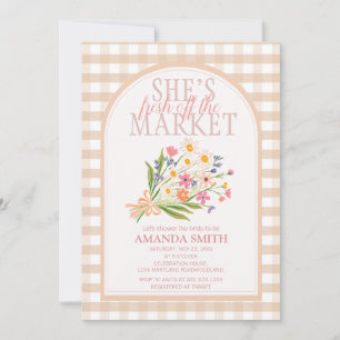 Invitation Gingham Elle est fraîche sur le marché Enterrement
