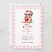 Invitation Gingham et Fraise Douce Baby Shower (Devant)