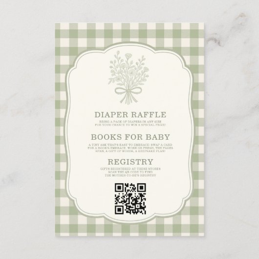Invitation Gingham Floral Bow QR Code All in One Baby Shower (Dos)