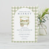 Invitation Gingham Frais du Marché Vert Enterrement de Vie de (Debout devant)